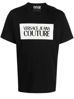 T-SHIRT NERO CON STAMPA CON LOGO VERSACE JEANS COUTURE