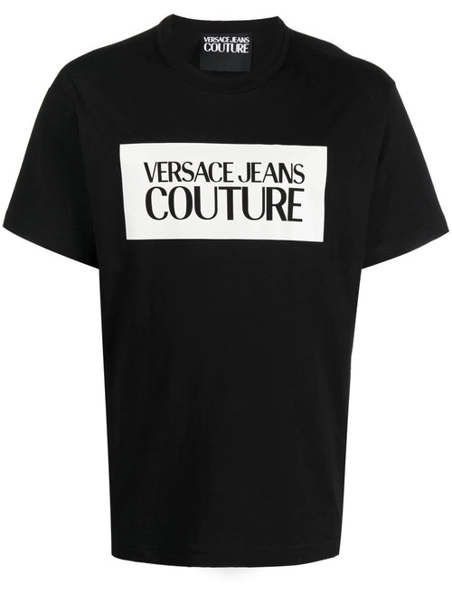 T-SHIRT NERO CON STAMPA CON LOGO VERSACE JEANS COUTURE