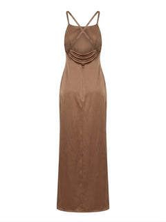 SILENCE LTD Donna Abito Lungo Coffe-PE26