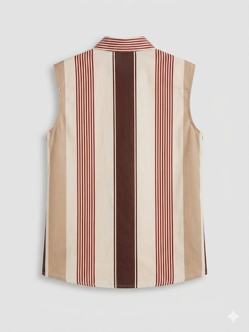 VICOLO camicia a righe moro con tasca paillettata-PE26
