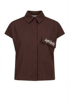 TENSIONE IN camicia con tasca strass moro 26C5096MOR-PE26