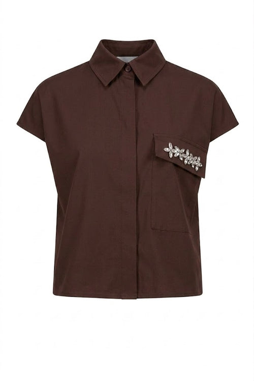 TENSIONE IN camicia con tasca strass moro 26C5096MOR-PE26