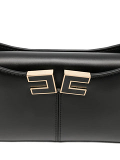 Elisabetta Franchi Borsa piccola ecopelle nero con catenina e logo in metallo oro/nero PE26
