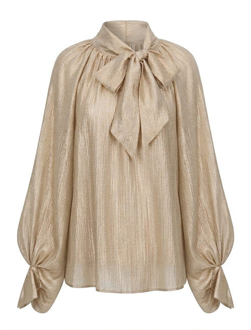 TENSIONE IN Camicia con fiocco Beige Donna – PE26