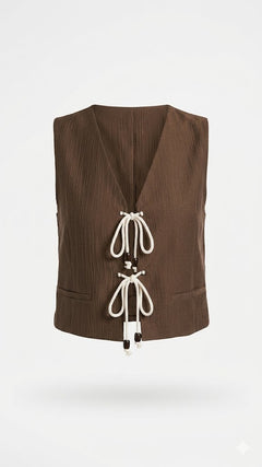 VICOLO gilet moro con lacci-PE26