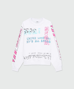 MSGM Uomo Felpa Con Dettagli Scritte Bianca-PE26