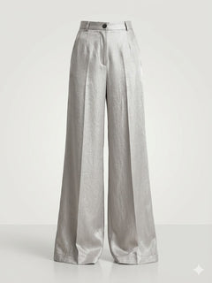 HAVE ONE Donna Pantalone Grigio Metalizzato-PE26