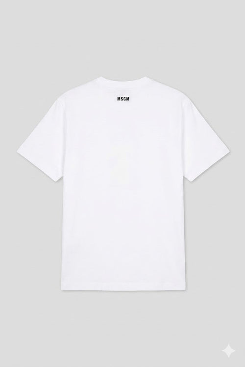 MSGM Uomo T-shirt Con Logo Bianca-PE26