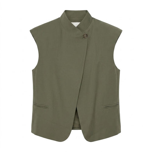 TENSIONE IN gilet army con bottone 26D4805ARMY-PE26