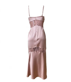 IMPERIAL Donna Abito Lungo Con Ricami In Pizzo Rosa-PE26