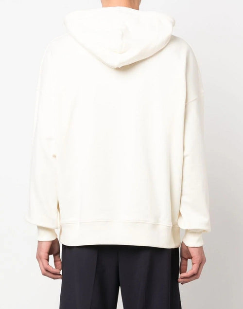 FELPA BIANCO CON CAPPUCCIO E LOGO MSGM