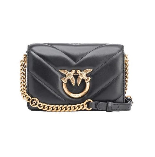BORSA NERO MINI EFFETTO TRAPUNTATA CON TRACOLLA PINKO