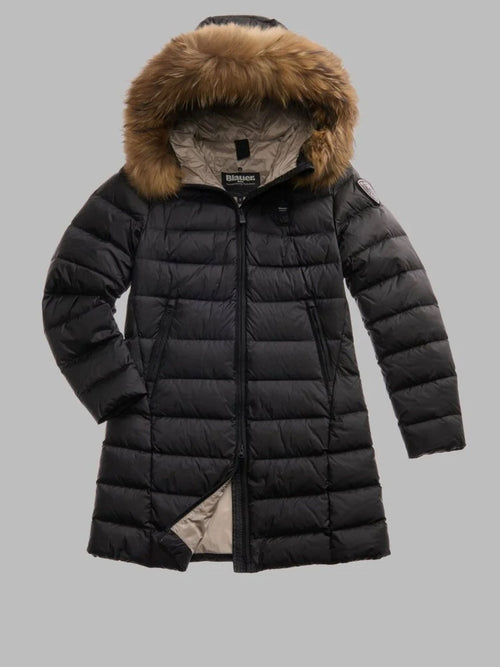 BLAUER PIUMINO LUNGO CON PELLICCIA KRISTIN