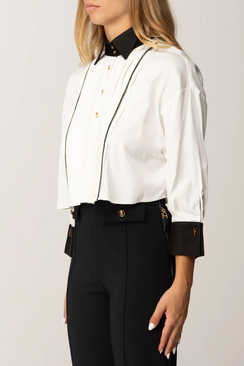ELISABETTA FRANCHI CAMICIA CROP CON PLISSETTATURA