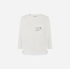 ELISABETTA FRANCHI MAGLIA IN FELPA CON DETTAGLI IN POPELINE