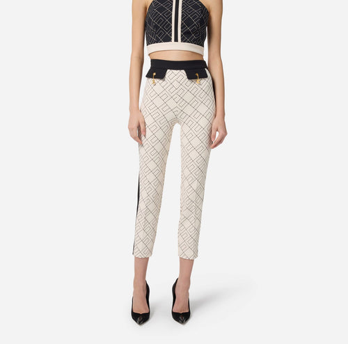 ELISABETTA FRANCHI PANTALONI STAMPA LOGO CON DETTAGLI