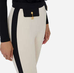 ELISABETTA FRANCHI PANTALONI BICOLOR CON CHARMS