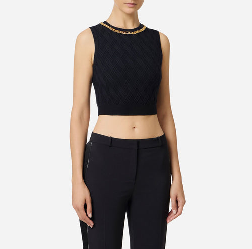 ELISABETTA FRANCHI TOP CROP IN MAGLIA