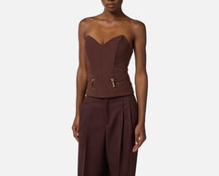 ELISABETTA FRANCHI TOP IN CREPE CON ZIP