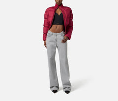 ELISABETTA FRANCHI TOP CROP IN CREPE CON LOGO IN VITA