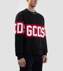 GCDS FELPA GIROCOLLO CON BAND LOGO