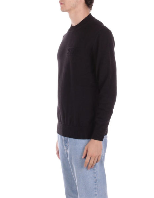 GCDS MAGLIA UOMO GCDS BLACK EMBOSSED LOGO SWEATER