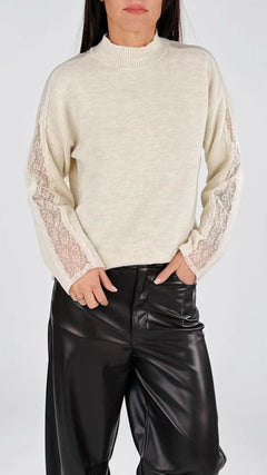 HAVE ONE MAGLIA CON COLLO A CRATERE E MANICA CON PIZZO