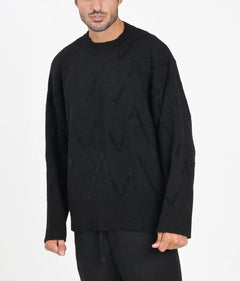 I'M BRIAN MAGLIONE GIROCOOLLO NERO CON MOTIVO ZIG ZAG