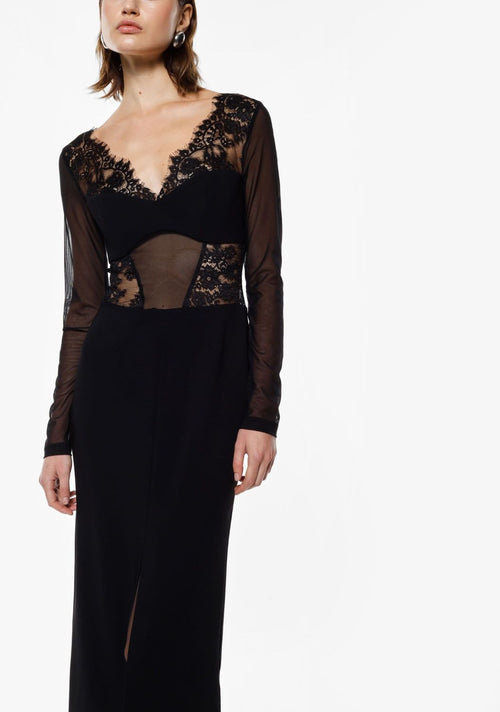 IMPERIAL ABITO MIDI CON MANICHE VELATE E PIZZO