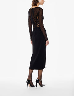 IMPERIAL ABITO MIDI CON MANICHE VELATE E PIZZO