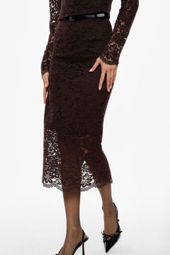 IMPERIAL GONNA LUNGA IN PIZZO CON SPACCO E CINTURA