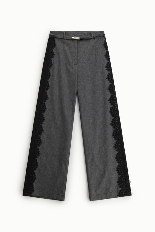 IMPERIAL PANTALONI PALAZZO VITA ALTA CON INSERTI LATERALI IN PIZZO