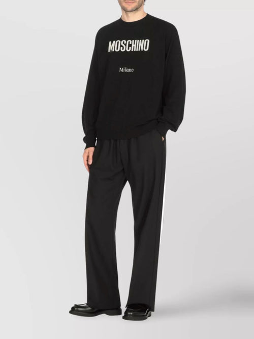MOSCHINO COUTURE CEWNECK SWEATER WITH LOGO IN WOOL BLEND