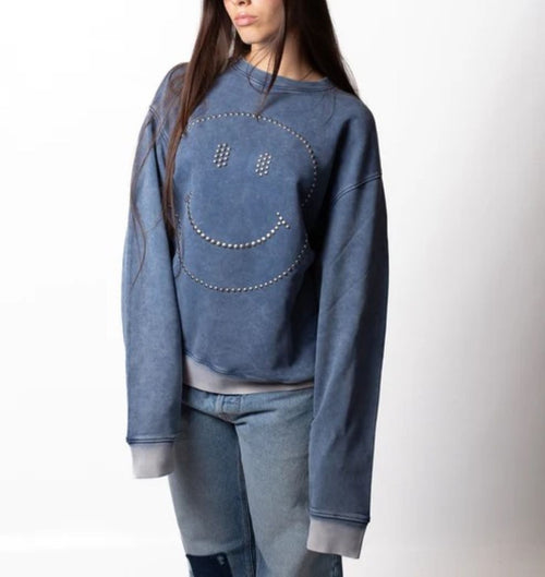 MOSCHINO COUTURE FELPA SMILEY GIROCOLLO CON BORCHIE