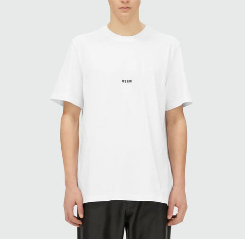 MSGM T-SHIRT GIROCOLLO IN COTONE CON MICRO LOGO