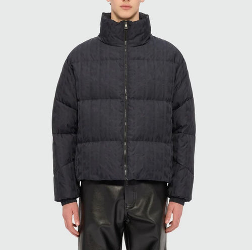 MSGM PIUMINO NERO IN NYLON JACQUARD "THE MWAWE"