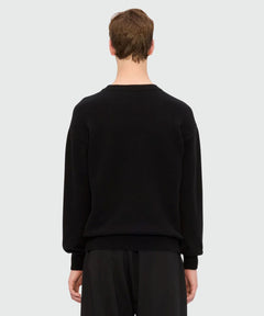 MSGM MAGLIONE NERO IN MISTO CACHEMIRE CON PATCH "THE MWAWE"