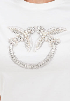 PINKO T-SHIRT LOGO LOVE BIRDS DECORATO