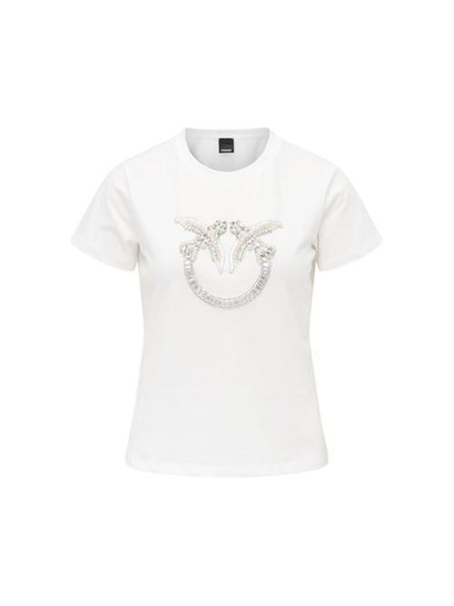 PINKO T-SHIRT LOGO LOVE BIRDS DECORATO