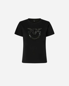 PINKO T-SHIRT LOGO LOVE BIRDS DECORATO
