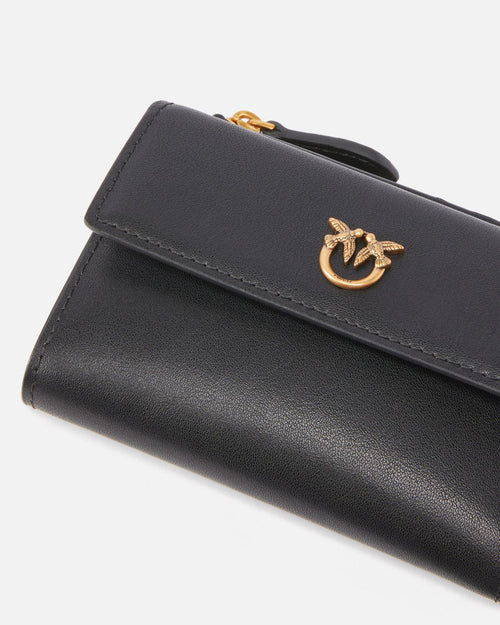 PINKO PICCOLO PORTAFOGLIO COMPATTO IN PELLE LISCIA CON LOGO