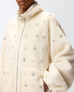 PINKO BOMBER IN PILE CON RICAMO GIOIELLO