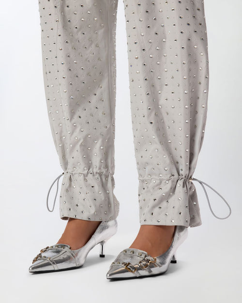 PINKO PANTALONI CON STRASS E BORCHIE