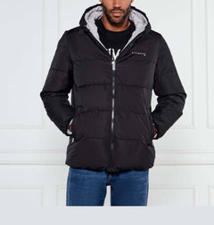 RICHMOND SPORT GIUBBOTTO NERO UOMO CON CAPPUCCIO DOUBLE FACE CON LOGO