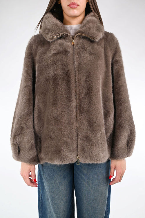 TENSIONE IN BOMBER ECOPELLICCIA COLLO ALTO