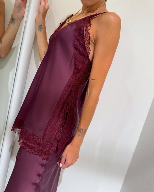 VICOLO TOP IN SATIN PROFILI PIZZO