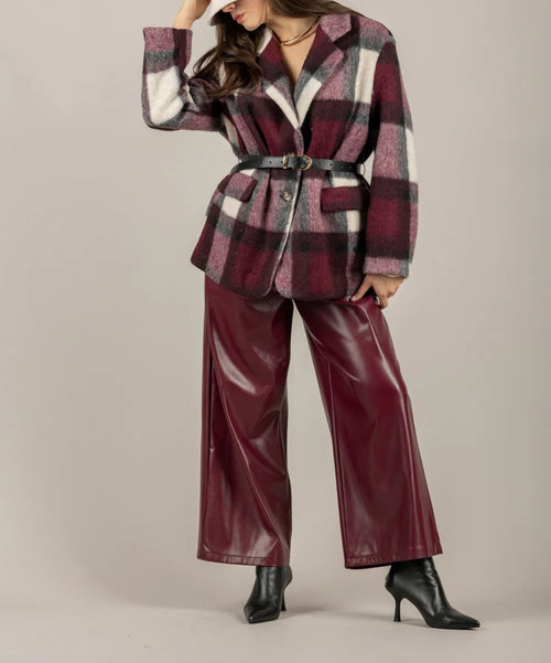 VICOLO GIACCA CAPPOTTO QUADRI CON CINTURA