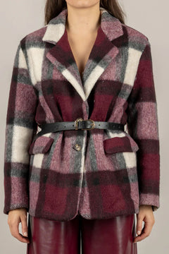 VICOLO GIACCA CAPPOTTO QUADRI CON CINTURA