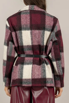 VICOLO GIACCA CAPPOTTO QUADRI CON CINTURA