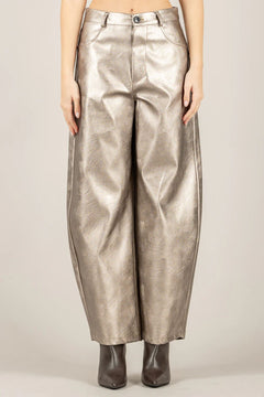 VICOLO PANTALONE BARREL ECOPELLE LAMINATO